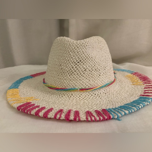 C.C New York UPF 50+ Panama Sun Hat Rainbow Stitched Brim Beach Resort Festival - Picture 5 of 10